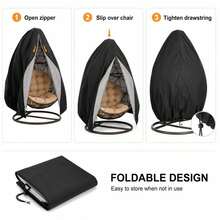 1pc/Set Outdoor Egg Chair Cover, Single Hanging Chair Cover With Zipper And Drawstring, 6 Colors Available, Patio Swing Chair Cover, Suitable For Garden, Backyard, Porch - Multiple Styles - View 4