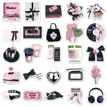 52pc Black & Pink INS Style Sweet Cool Creative Waterproof Decorative Stickers For Notebook, Planner, Luggage - Multicolor - View 2