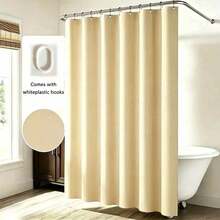 1 pezzo Tenda da doccia impermeabile e ispessita, Tenda da doccia beige con ganci - Tessuto spesso e ad asciugatura rapida per la privacy e la decorazione del bagno - Cachi - Visualizzare 6
