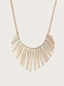 Altistry 1pc Fashionable Long Floral Metallic Tassel Punk Necklace - Yellow Gold - View 2