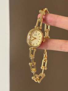 1pc Women's Quartz Watch, Fashionable Jewelry Style, Exquisite And Elegant, Suitable For Daily Wear, Birthday, Graduation Gift, Casual Occasions - Gold - View 10