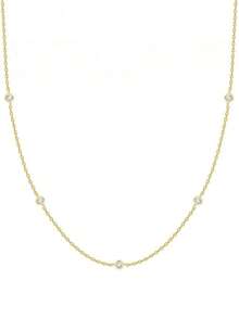 金色方塊鋯石垂直項鍊，可調節鎖骨鍊，精緻不鏽鋼女款飾品，低過敏性 - 金色 - 查看 3