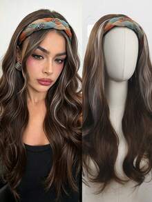 24-Inch Women's Large Wavy Curly Half-Head Wig With Colorful Woven Headband, Detachable, Suitable For Everyday Wear, Instantly Adds Hair Volume And Covers The Hairline, Suitable For Hair Augmentation. - Multicolor - View 14