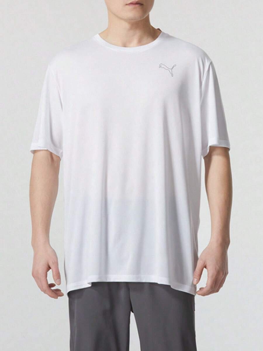 PUMA Crew Neck Solid Color Breathable Short-Sleeve T-Shirt, Men's, White - White - View 1