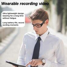 Smart Glasses, Smart Glasses With A Camera, High-Definition Video Glasses, 1080P HD Smart Glasses, Wearable Video Glasses, 90-Minute Battery Life, 75° Wide-Angle, 64GB Memory Card, For Sports And Meetings, Dashcam, Thanksgiving Gift - Black - View 6