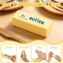 1pc Portable Butter Stick Squishy Toy, Soft Squeeze, Crunchy Feel, Slow Rebound Mochi Squishy, Stress Relief, Sensory Toy, Fun Anxiety Relief, Decompression Toy, Sticker Style, Suitable For Office And Home Use - Multicolor - View 3