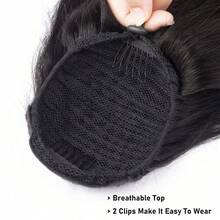BINF Body Wave Wrap Around Drawstring Ponytail Human Hair Extensions Body Drawstring Ponytail Easy To Wear For Women 8-26 Inch Natural Black - Natural Black - View 3