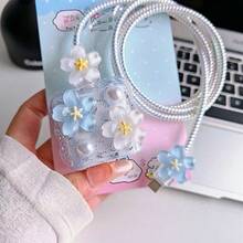 5入花朵/櫻桃數據線保護套 20W Apple 15 Pro Max 快充 14 13 12 11 軟殼充電器保護套，送友禮首選 - 無色 - 查看 3