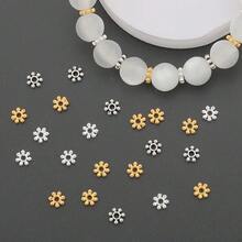 100pcs 4mm Fashion Alloy Small Flower Beads Flat Spacer Beads DIY Necklace Jewelry Making Craft Kit - 4mm Snowflake - View 1