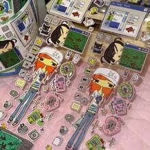 35cm/Loop 可愛 Y2K 復古 Dreamcore 網紅金魚亮片 PET 壓切貼紙，DIY 黏貼卡、手帳、剪貼簿、照片卡素材 - 黑色 - 查看 2