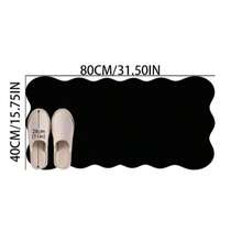 1pc Black Wavy Edge Asymmetrical Area Rug, Decorative Carpet, Floor Mat, Living Room Rug, Bedroom Rug, Universal Carpet - Black - View 13