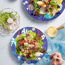 Hasbro Lilo & Stitch 藍色史迪奇生日派對用品 51件套完整套裝，一次性紙盤、杯子、餐巾紙、桌布，Aloha 熱帶外星人桌面與天花板裝飾 - 彩色 - 查看 5