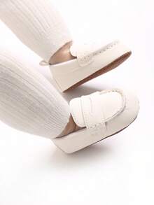 Sepatu Bayi Putih untuk Pra-Berjalan, Lapisan Dalam yang Bernapas dan Menutupi Seluruh Bagian, Sol Lembut Anti Selip, Sepatu Belajar Berjalan untuk Bayi Baru Lahir di Dalam Ruangan dengan Penurun Tumit Anti Selip - Putih - View 7