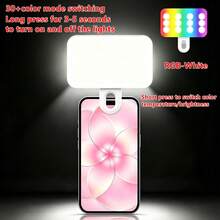 1 pieza Luz de selfie portátil, Luz de relleno con clip, Adecuada para cámara de teléfono, Luz LED con clip, 3 modos de iluminación/Temperatura de color dual, Luz de maquillaje recargable, Linterna multifunción, Adecuada para portátil/teléfono/tableta/videollamada/maquillaje/luz de relleno fotográfico, Adecuada para selfie y transmisión en vivo, Iluminación portátil, Nuevo estilo RGB de color completo - A - Ver 17