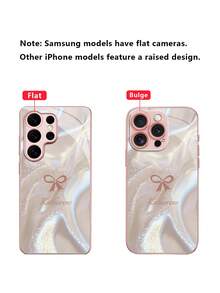1pc Customized Name, Pink Satin Glitter, Minimalist Bow, Crown, Heart Design, Creative Personalized Phone Case Compatible With Samsung S24 Ultra/S25 Ultra And Apple 17 Pro Max/16 Pro Max/15 Pro/14 Plus/13 Pro/12 Pro Max/11/Xs Max/8/7/6 Plus, Suitable As Birthday Gift, For Girlfriend/Boyfriend Or Personal Use,International Version, Not The Domestic Version - Pink - View 8