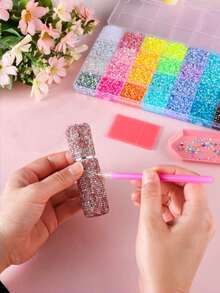 Set de 28 colores de strass, gemas de strass de resina de 3mm con parte posterior plana multicolor, adecuadas para pintura de diamantes, manualidades de libros, arte de uñas - Multicolor - Ver 3