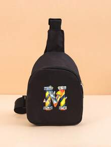 1PC Toddler A-Z Tool Letter Print Chest Bag, Adjustable Shoulder Strap Comfortable Crossbody Bag, Suitable For Toddlers Daily School, Outings And Casual Wear - Black - View 18