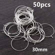 50pcs 20-40mm Beading Hoops Earrings Big Circle Ear Hoops Earrings Wires For DIY Jewelry Making Accessories Supplies - Circle Hoops - View 11