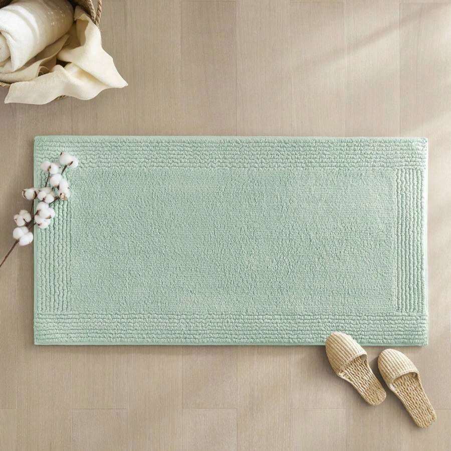 [Free Shipping] 1 PCS 24x44" 100% Cotton Tufted 3000 GSM Reversible Bath Rug Green-XY282365 - Multicolor - View 1