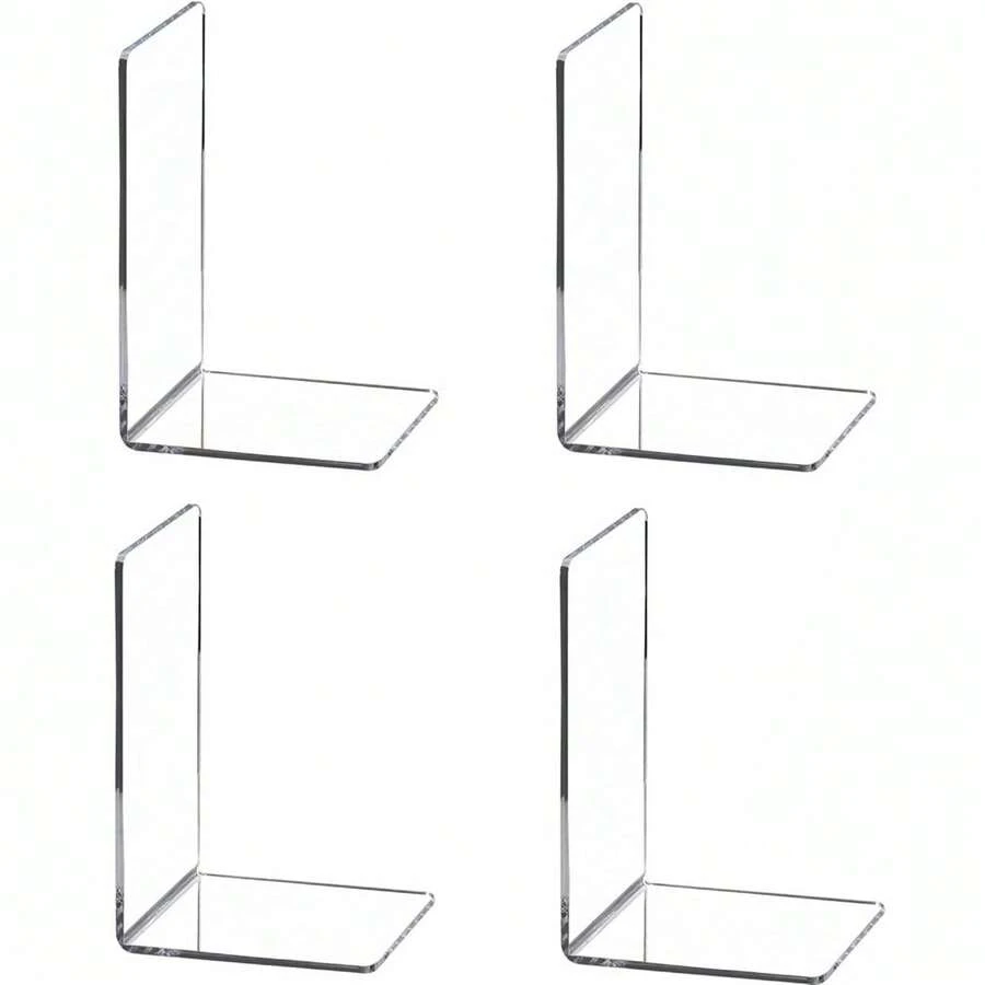Cross-Border Minimalist Transparent Acrylic L-Shaped Bookend Book Holder Book Support Board Learning Stationery Book Storage Bookend - A - View 1