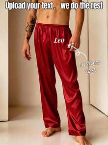 Quần ngủ satin in tên tùy chỉnh, quần mặc nhà nam in chữ cá nhân hóa, đồ ngủ lụa mềm, quà tặng tùy chỉnh cho nam, kỷ niệm ngày sinh nhật - Nhiều màu - Xem 1