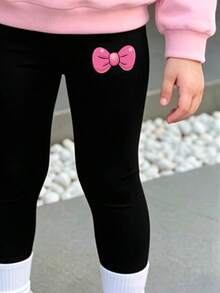 Young Girl Cartoon Print Round Neck Long Sleeve Top And Fitted Long Pants - Pink - View 6