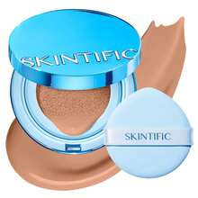 SKINTIFIC 藍色絲絨霧面氣墊粉底，全遮瑕，12小時控油，適合油性與混合肌膚，防水，持久，輕盈，保濕，不暈染 - 06 HONEY - 查看 2