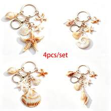 1 Set 4pcs Unisex Dual-Color Acrylic Conch Shell, Cloud, Small Shell, Starfish Keychain Pendant Summer Beach Series Gift For Friends Key Chain - Multicolor - View 2