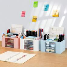 1 buah Kotak Penyimpanan Laci Berlapis-lapis Motif Kelinci Lucu, Wadah Organizer Meja, Cocok untuk Kantor, Rumah, Sekolah, Asrama, Penyimpanan Kosmetik dan Perhiasan, Hadiah Ulang Tahun - MultiWarna - View 5