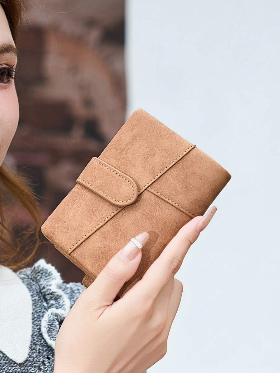 CHARM INFINITE Women Vintage Matte Trifold Wallet Detachable Wrist Strap Multi Card Zipper Coin Pocket Portable Credit Card Purse For Daily Travel