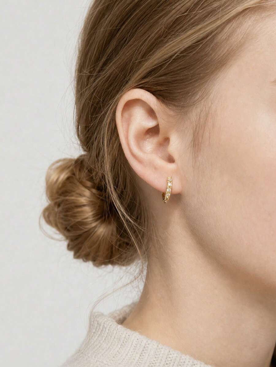 18K Gold Plated High-End Jewelry 925 Sterling Silver Rivet Stud Earrings For Women, Suitable For Daily Wear - Rivet Earrings - View 1