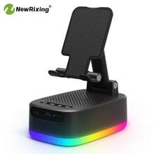 NewRixing 6W 無線喇叭附手機支架，TWS 配對，1800mAh 電池，免持通話，行動電源，6 小時播放時間，Hi-Fi 音質，強勁低音，USB-C 充電，室內/戶外使用，可調式支架設計 - 均碼 - 查看 16