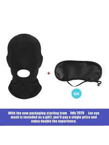 2pcs Sexy Unisex Full Face Open Mask Half Face Blindfold Actor Role Play Fetish Mask Halloween Cosplay Costume, Unisex - Multicolor - View 7