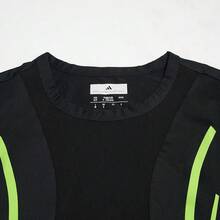 Adidas Women's Comfortable Running Sports Crew Neck Short Sleeve T-Shirt Spring Summer IZ0169 - Black/Semi-fluorescent Green - View 2