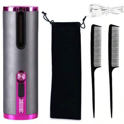 Cordless Automatic Hair Curler, Automatic Curling Wand, Ceramic Rotating Curling Iron With 6 Temperature Settings And Timer, Portable Rechargeable Curling Wand, Auto Shut-Off, Fast Heating Styling
