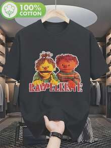Camiseta  Heavyweight con la icónica cara y personaje de  - Roja y negra, casual, de cuello redondo, manga corta para uso diario, actividades temáticas e inspiración - Estampado - Negro - Ver 1