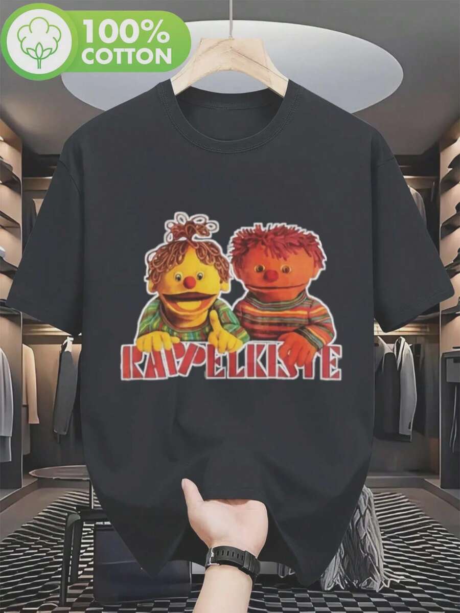 Camiseta Heavyweight con la icónica cara y personaje de - Roja y negra, casual, de cuello redondo, manga corta para uso diario, actividades temáticas e inspiración - Estampado - Negro - Ver 1