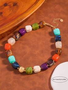 1 pièce Collier élégant et coloré à perles de mode européenne et américaine, bijou de clavicule haut de gamme - Style 2 - Voir 3