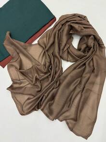 1 pieza Pañuelo musulmán de borde ancho de doble cara, casual, cómodo, versátil, de unicolor, delgado, transpirable, suave, para uso diario, vacaciones y viajes, envoltura para la cabeza, primavera y verano, nuevo pañuelo para mujer - Multicolor - Ver 29