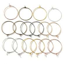 50pcs 20-40mm Beading Hoops Earrings Big Circle Ear Hoops Earrings Wires For DIY Jewelry Making Accessories Supplies - Circle Hoops - View 8