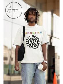 T-Shirt - Band Tee With Graphic Printcrew Neck Tee,Women Casual Tees,Unisex Band Tee - 黑色 - 查看 4