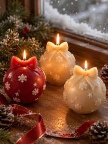 Christmas Decoration Ball Aromatherapy Candle Silicone Mold, Integrated Bowknot Snowflake Embossed Round Ball Casting Mold, Suitable For Aromatherapy Wax And Home Decor, Ideal For Window Display Arrangement, Christmas Gift Box Inner Decoration, Bulk Customized Holiday Handmade Gift Mold - Silicone Candle Mold - View 5