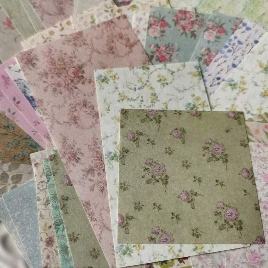 Vintage Floral Manual Decorative Paper DIY Collage Memo Paper - Multiple Styles - View 1