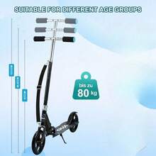 Foldable Outdoor Scooter, 80kg Max Load, Compact Portable Smooth Ride, Ideal For Outdoor Activities, Practical Gift For Family, Friends & Daily Outdoor Leisure Use - Black - View 3