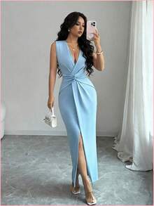 Women Short Dresses - Navy Blue - View 7