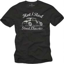 Eu Large,Halloween,26zeh Mannequin Homme,Rockabilly Men's T-Shirt Hot Rod Black - 黑色 - 查看 3