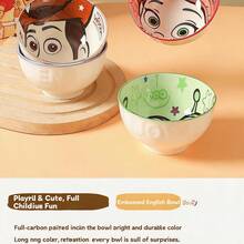 Disney Cartoon 4-Piece Ceramic Rice Bowl Gift Set, Cute Woody, Buzz Lightyear, Jessie, Alien Tableware, Family Kitchen Daily Use Tableware, Birthday And Holiday Gift - Multicolor - View 9