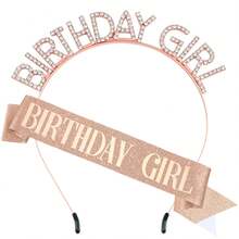 生日肩帶與皇冠髮箍套裝 - 生日快樂配件，適合女性 - 彩色 - 查看 23