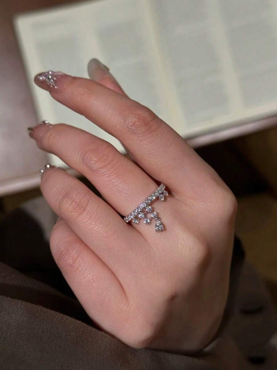 1 pieza Anillo de lujo minimalista frío y elegante de calidad premium - Anillo elegante con gota - Ver 1