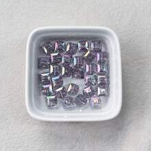 72pcs AB Color Faceted Sugar Cube Acrylic Beads, Iridescent Multi-Cut Square Straight Hole Beads For Diy Bracelets Keychains Handmade Craft Supplies - Multicolor - View 18